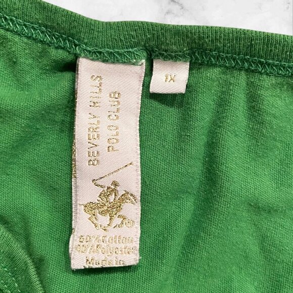 Beverly Hills Polo Club Green Women's Top Keyhole Back Short Sleeve Size 1X - Picture 3 of 14